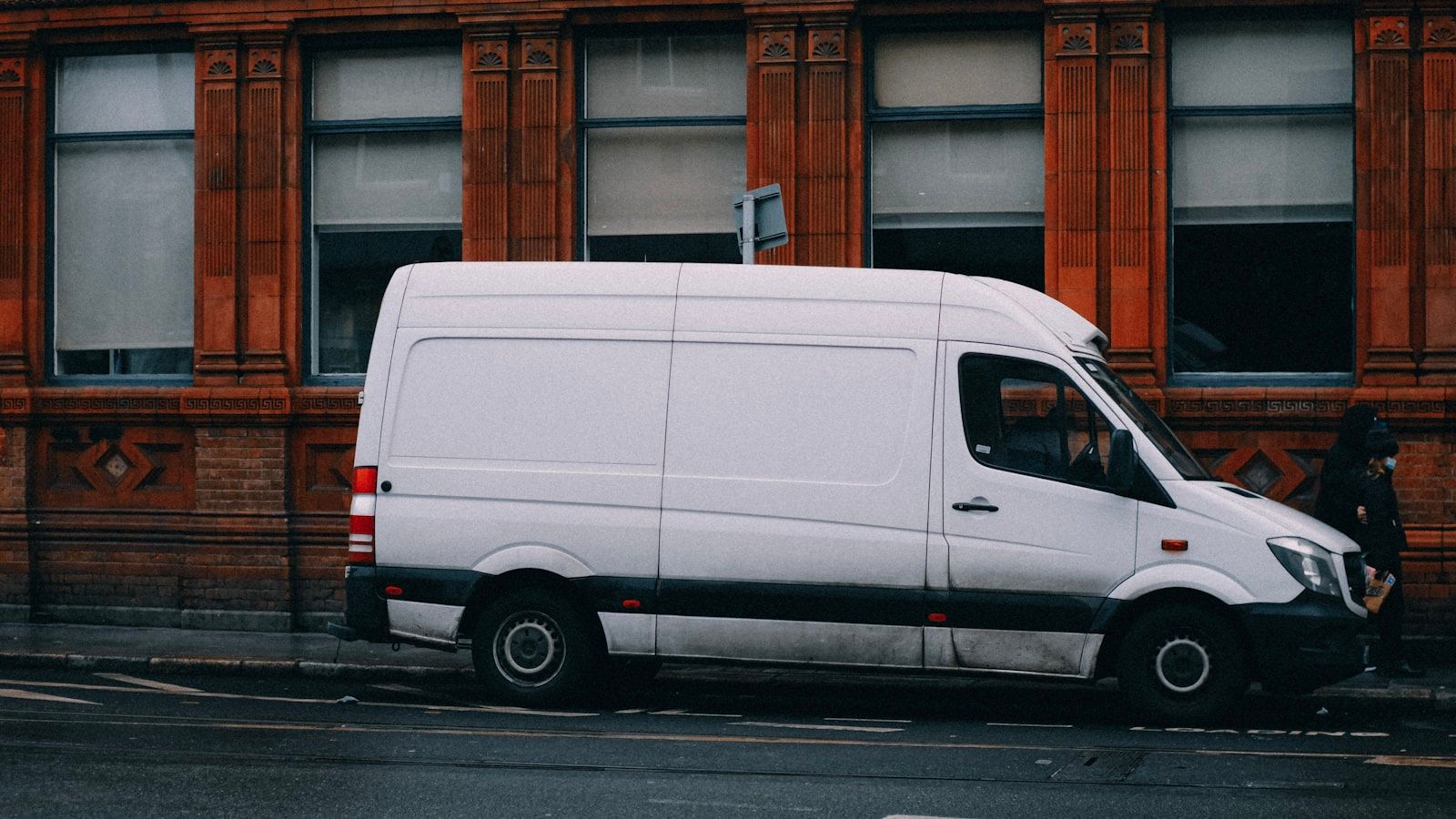 Delivery van on the road